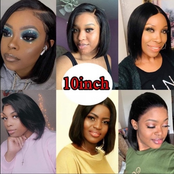 10” SHORT BLACK BOB HUMAN HAIR STRAIGHT LACE-FRONT - Picture 4 of 7